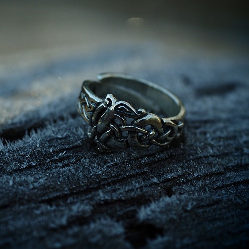 Viking Urnes Wolf Ring