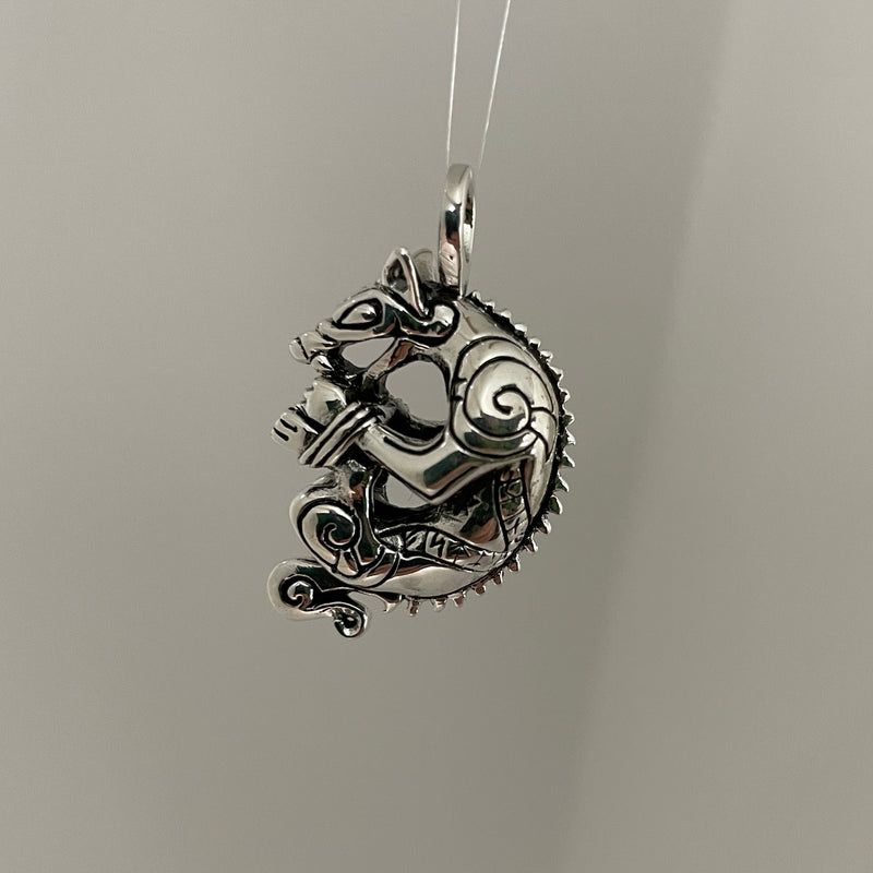 Fenrir Viking Wolf Pendant with Runes