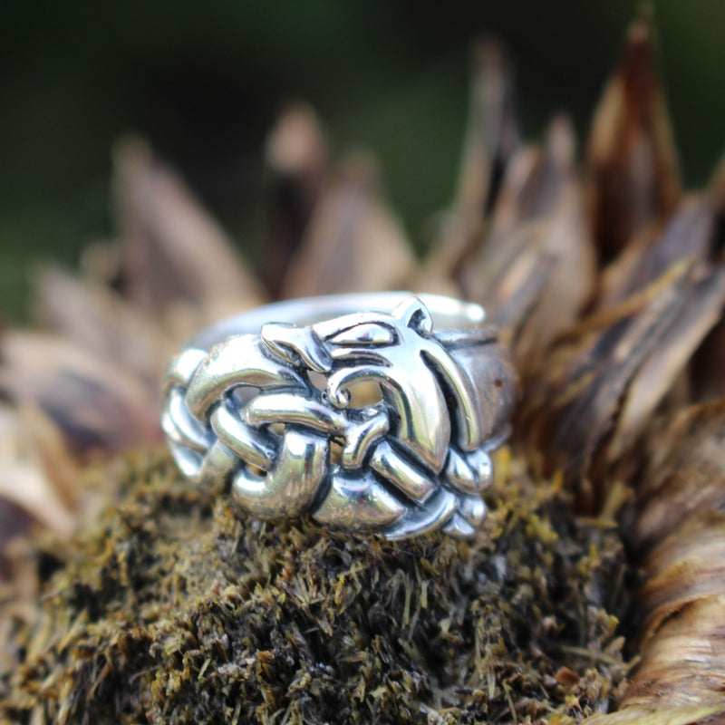 Viking Urnes Wolf Ring