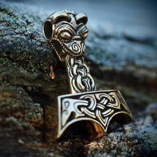 Buy Antique Silver Thor Mjölnir Hammer Necklace Viking Pendant Online in  India - Etsy
