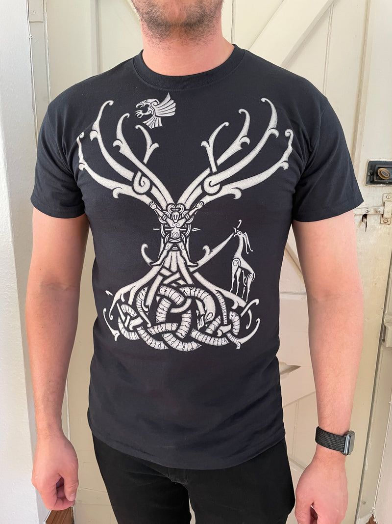 ly tømrer Gå vandreture Viking T-Shirt with Mask from Runestone in Moesgaard Denmark 11th Cent –  Northan Viking Silver