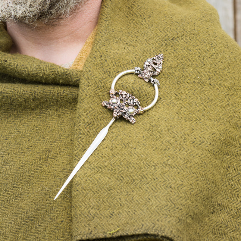 Viking Cloak Pin from Birka with Wolf Heads
