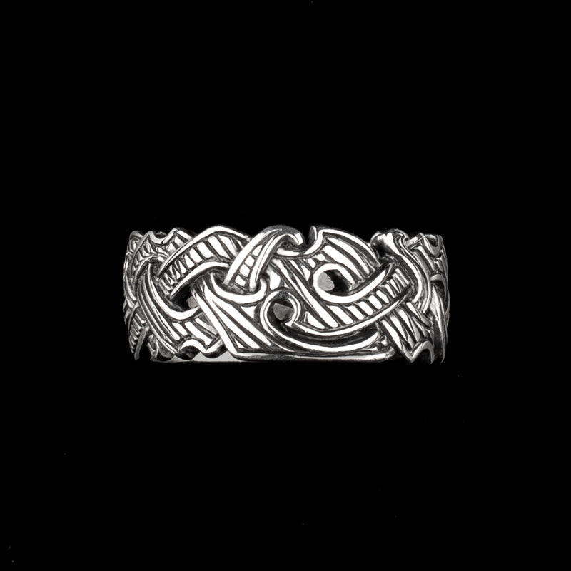 Viking Raven Ring with Runes