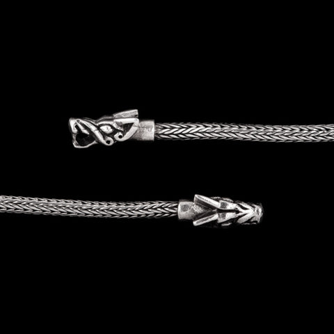 3mm diameter Silver Viking Chain with Wolf Head Terminals woven wire Northan Viking Silver