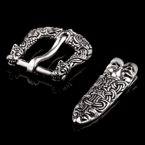 Viking Buckle Set With Two Wolf Heads from Gotland