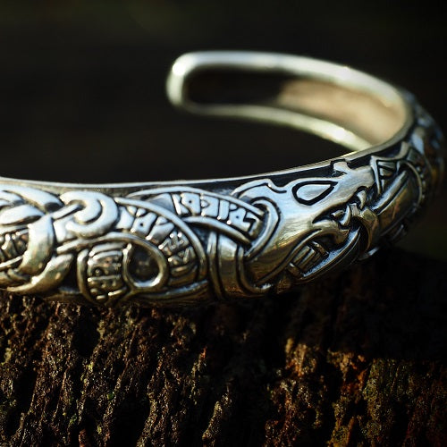 Viking Dragon Armring With Runes