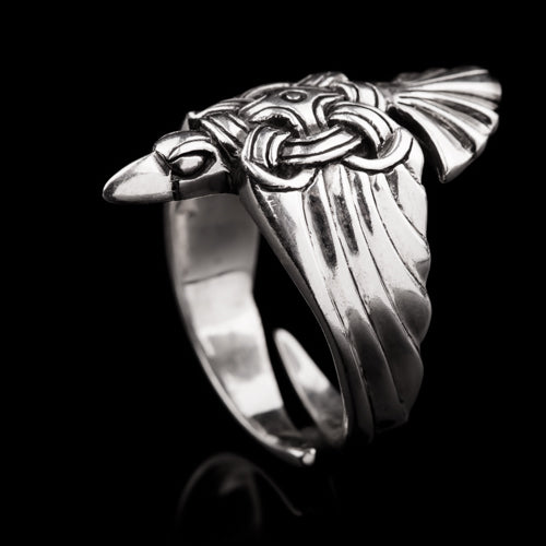 Winged Viking Raven Ring