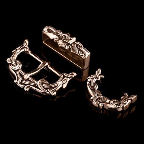 Three Piece Belt Set With Wolf Heads Ringerike Style