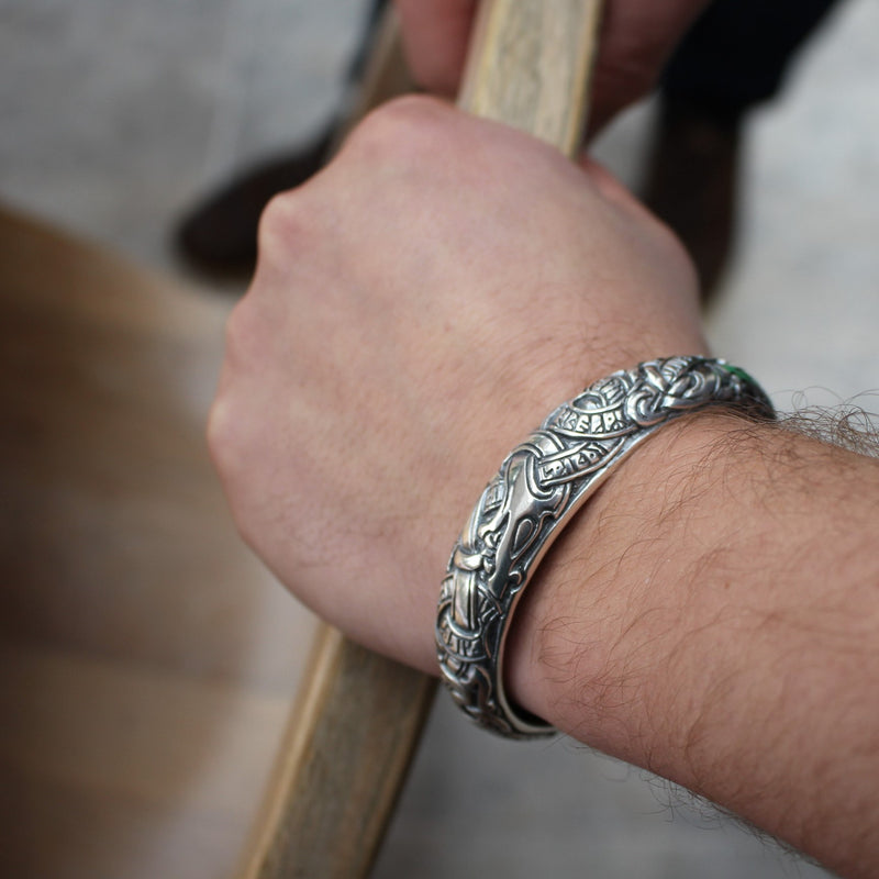 Viking Dragon Armring With Runes