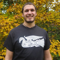 T-shirt Viking Avec Tête De Corbeau Et Marteau De Thor – Taille M, Blanc, Manches Courtes – Style Asatru
