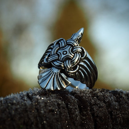 Winged Viking Raven Ring