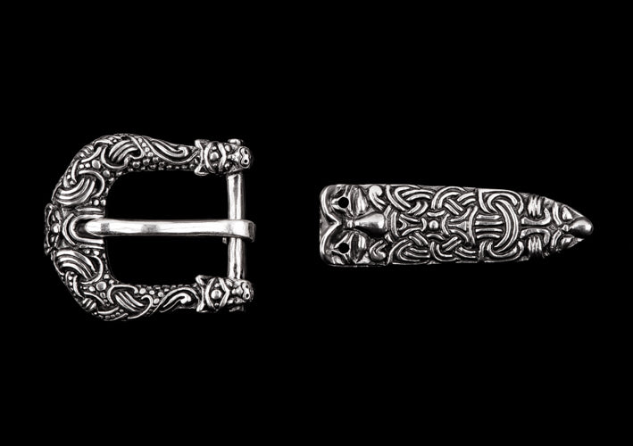 Viking Buckle Set With Two Wolf Heads from Gotland