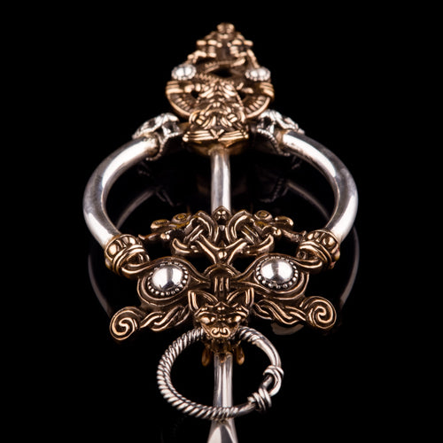 Viking Cloak Pin from Birka with Wolf Heads