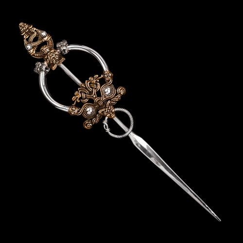 Viking Cloak Pin from Birka with Wolf Heads